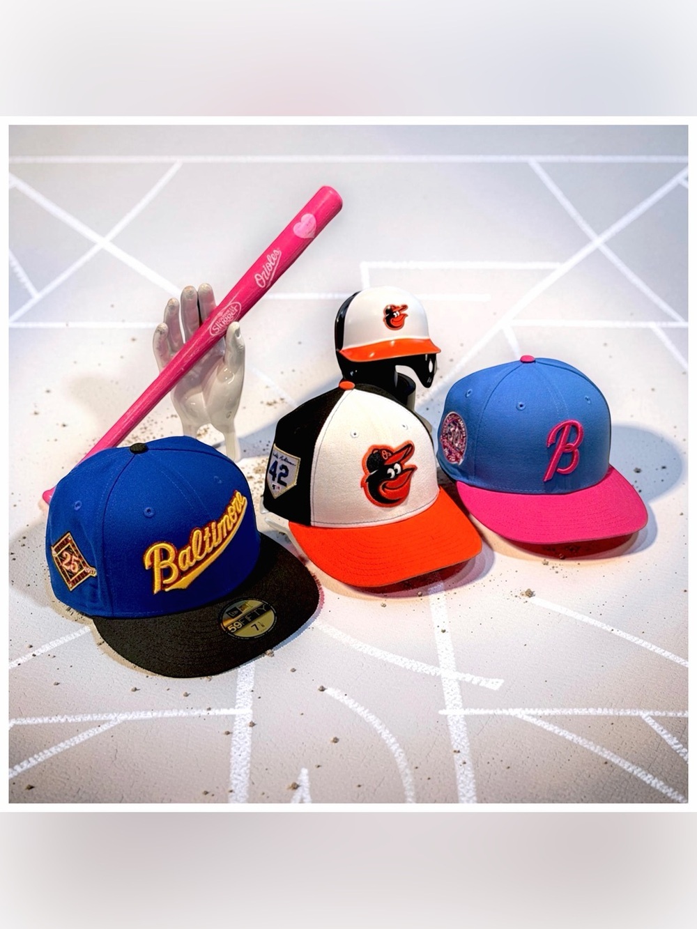 Baltimore Orioles Fan Bundle | Hats + Mini Bat + Mini Helmet | NWOT | Size 7 1/8